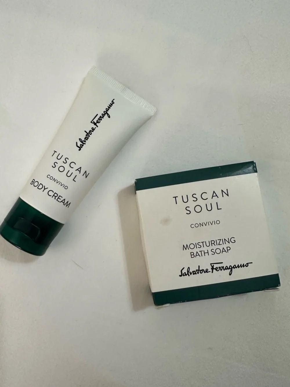 Salvatore Ferragamo Tuscan Soul Convivio Bar Soap 1.8oz & 1.18oz Body Cream